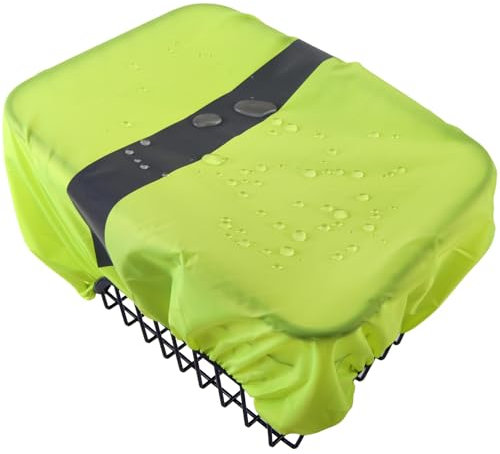VAOLOAV 35L Regenhülle für Regenüberzug Rahrradkorb Fahrradtasche Gepäckträger Wasserabweisende Fahrradkorb Abdeckung mit Reflexstreifen Leuchtendes Grün