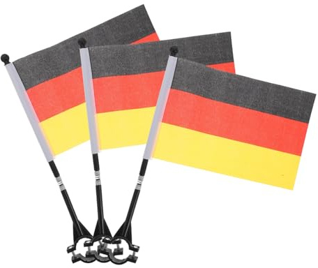 3 Stück Fahrradflaggen mit Stab für Fahrrad und Motorrad | Schnelle Montage und Abnahme, Kunststoff und Stoff, Farbbeständig, Sicherheitsanzeige für Radfahrer