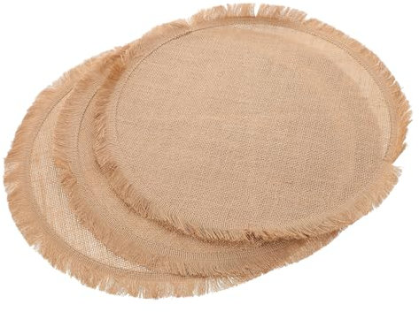 Ciieeo 8-teiliges Tischset-Set Runder Tischläufer Und Jute-tischsets Mit Makramee-Spitze 37 cm Durchmesser Neutrale Dekorative Tischsets Für Die Küche