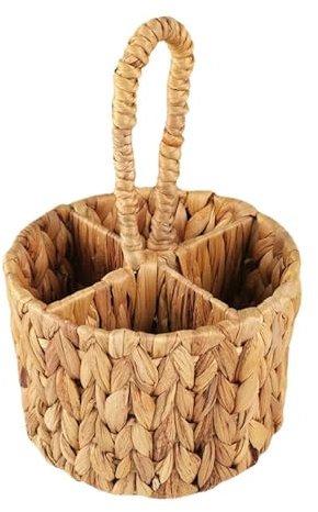 Porte-Couverts en Osier, Organisateur d'Ustensiles Tressé à la Main en d'eau Naturelle pour Cuisine et Table à Manger