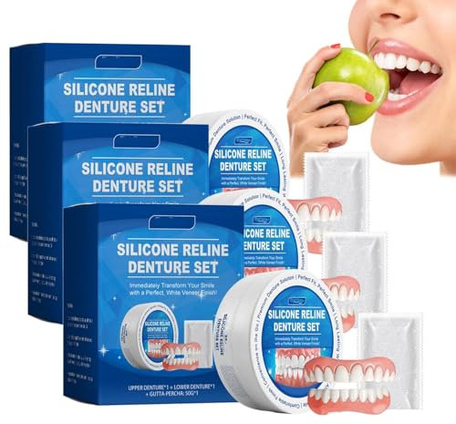 Bikenda Silicone Relief Denture Set, Kit De Relief Denture Souple, Adhésif Thermoplastique Pour Denture, Ajustement Précis Et Sensation Naturelle, Pour Toutes Les Occasions (3Set)