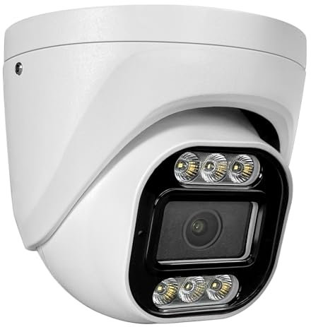 MWRCTV 4K Security Audio Dome Camera 8MP (2160P) Smart Dual Light PoE Turret AI Human Detection 2.8mm 106° Wide Angle Lens Color Night Vision Built-in Mic IP67 Waterproof Compatible with HK/DH NVR