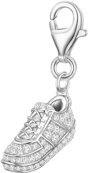 GLANZSTÜCKE MÜNCHEN Damen Charm 925/- Sterling Silber | rhodiniert, Zirkonia, weiß, Sneaker