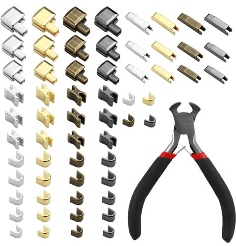 Zip Repair kit, 60Pcs Insertion Pin Zipper Bottom with Zip Install Pliers Tool 4 Colours 3 Sizes Universal Zip Stopper Ends Metal Zipper Head Sliders Retainer for Sewing Clothes DIY Craft
