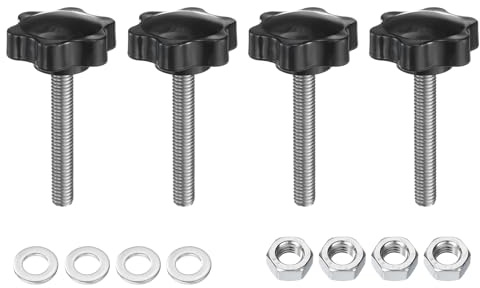 QUARKZMAN 4 Stück Rändelschraube Sterngriffmutter M8 x 50mm Metrisch 304 Edelstahl männliches Gewinde 38mm Rändelmutter 6-Stern Kunststoff Gewindestift Handknöpfe Griffe Daumenschrauben
