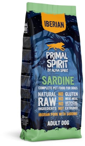 Primal Spirit 'Iberian Sardine' Komplett-Trockenfutter für Hunde | Multi-Protein | Hohe Nährwerte | Für alle Hunderassen geeignet (12kg (1er Pack)