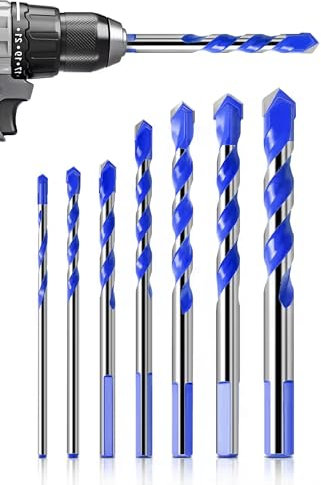 GEMMAHW Masonry Drill Bits Set of 7 (Φ 3 4 5 6 8 10 12mm), Professional Concrete Drill Bits, Brick Drill Bits, High Hardness Drill Bit for Tile, Wood, Metal, Glass, with Plastic Storage Box