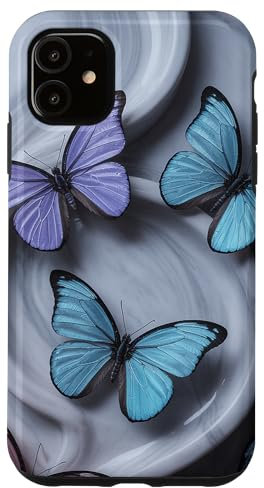 Blue Purple Butterfly Case for iPhone 11