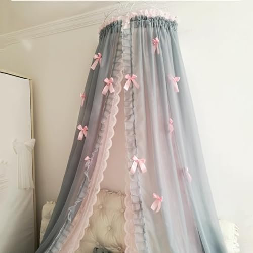 GAOXIONG Himmelbettvorhänge und -gardinen, Prinzessinnen-Moskitonetz mit Goldener Krone und Spitze, Raumdekoration, große, doppellagige, verträumte Baldachinvorhänge