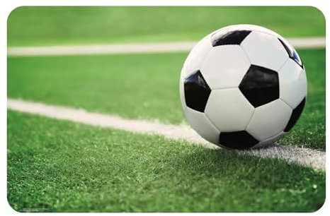 damaloo Fußball Tischset für Kinder – Platzdeckchen mit Fußball-Motiv – Abwaschbare Essunterlage & Bastelunterlage – Kinder Platzset 43x28 cm aus Kunststoff – Leicht zu reinigen