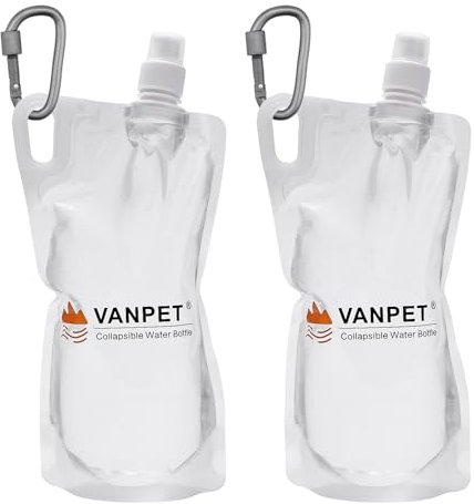VANPET 6-Pack 1L Hiking Collapsible Water Bottles, 33OZ BPA-Free Foldable Backpacking Water Bottle for Travel Camping Hiking (6)