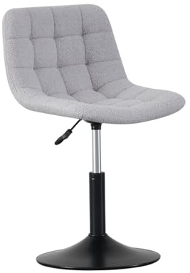 mcc direct Soft Fabric Dressing Table Chair, Height Adjustable Swivel Desk Home Office Chair,Footrest and Metal Base for Bedroom Vanity & Office (Light Grey) - Drake