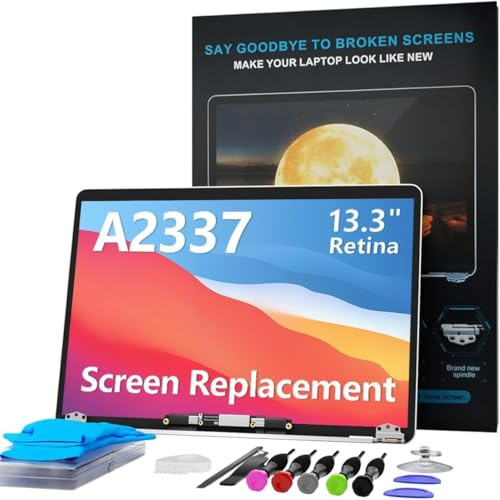 LHM A2337 Bildschirmersatz für MacBook Air 13,3 M1 2020 (EMC 3598 MGN63 MGN93 MGND3 MGN73 MGNA3 MGNE3) 2560 x 1600 Voll-LCD-Display mit Befestigungssatz (A2337 Roségold)