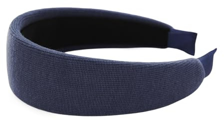 axy Breiter gepolsterter Haarreif aus geripptem Stoff Wunderschön Damen Stirnband Haarschmuck Haarreifen Hairband HR10C (Dunkelblau)