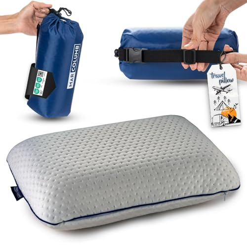 alkamto Reisekissen-Campingkissen-ergonomisches Memory-Schaum-Kissen mit temperaturregulierendem Bezug-Oeko-TEX Made IN Green