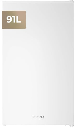 EVVO Frigorífico Mini F24, 91 L, Blanco, Bajo Consumo 85 kWh/año, Compartimento congelador, 83 cm de altura, Ideal para estudios, oficinas y segundas viviendas