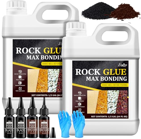 Gravel Glue with Dye - 3 IN 1 Colour Set(Clear, Black, Brown), Rock Glue Dye for Pea Gravel Landscape, Pea Gravel Stabilizer, Max Bonding Outdoor Mulch Binder for Walkways, Garden, Patios, Yard (4 L)
