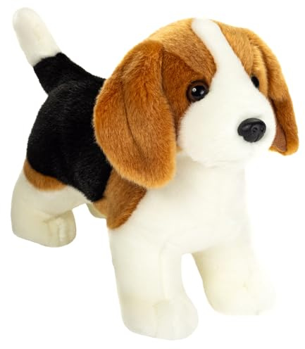 Teddy Hermann 91901 Beagle stehend 25 cm, Kuscheltier | Naturgetreu gestaltet, liebevoll ausgearbeitete Details, ab 18 Monaten, waschbar, weicher Plüsch