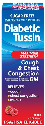 Diabetic Tussin DM Max Strength Cough & Chest Congestion Relief, Safe for Diabetics, Berry Flavored, 8 fl oz. (Pack of 1)