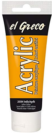 KREUL 28304 - El Greco Acrylic, 75 ml Tube in indischgelb, hochpigmentierte, glänzende Acrylfarbe in Studienqualität, buttrig vermalbar, für pastose Malerei