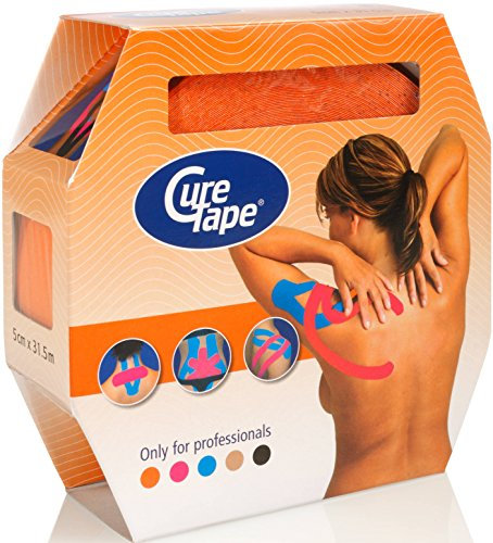 CureTape® Kinesiologie Tape (5 cm x 31,5 m) | Wasserfest und latexfreies Kinesiotapes | Kinesiotape mit TÜV-Zertifikat | Sporttape für den Profi | Physio Tape für Verletzungen & Beschwerden | Orange