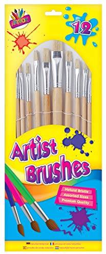 12 Artist Natural Bristle Brushes, 5125