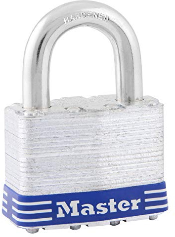 Master Lock 5EURD Vorhängeschloss aus laminiertem Stahl mit Schlüssel, Grau, 7,4 x 5,1 x 3,3 cm