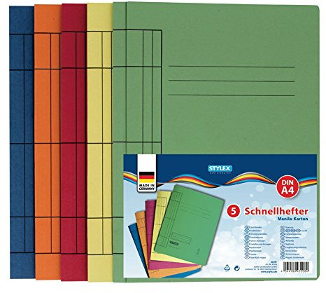 Stylex 43208 Schnellhefter A4, 5 Stück farbig sortiert