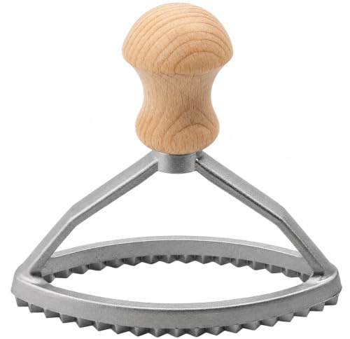 Eppicotispai Ovaler Ravioli-Stempel aus Aluminium mit Buchenholzgriff, 10,2 x 5,1 cm