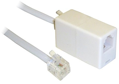 30M ADSL RJ11 Broadband Modem Extension Cable - Male to Male with coupler