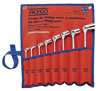 Alyco - Juego de 8 Llaves de Vaso Dobles Articuladas- 191675