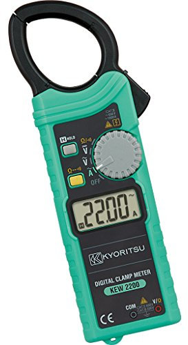 KYORITSU KEW 2200 - Pinza Amperometrica Digitale Compatta per la Misura di Correnti Alternate, Tensioni Continue e Alternate, Resistenza, Continuità in Conduttori con Diametro Massimo di 33 mm, Grigio