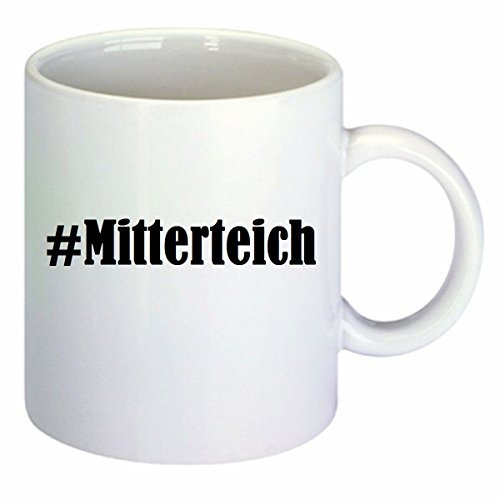 Kaffeetasse #Mitterteich Hashtag Raute Keramik Höhe 9,5cm ? 8cm in Weiß