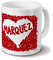 Tasse mit Namen Marquez - Motiv Rosenherz - Namenstasse, Kaffeebecher, Mug, Becher, Kaffeetasse - Farbe Weiß
