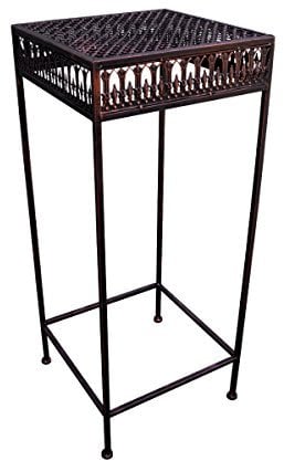 PrimoLiving Metall Blumenhocker/Beistelltisch Shabby Antik-Look braun eckig (M (P-866))