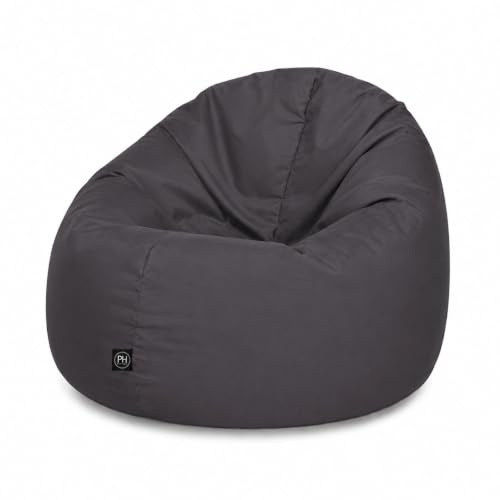 PATCH HOME 2 in 1 Funktion Sitzsack Sessel Bean Bag Sitzsäcke Gaming mit Reißverschluss bereits befüllt - Ø 145cm - Anthrazit