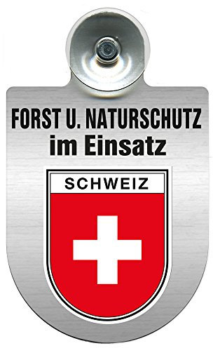 Einsatzschild mit Saugnapf - Forst u. Naturschutz im Einsatz 393813 incl. Regionenwappen nach Wahl Farbe Region Schweiz