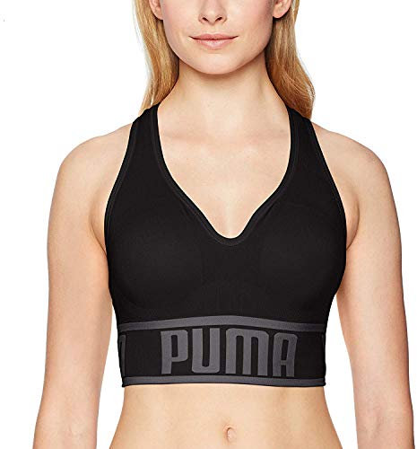 PUMA Seamless Sports Bra Sujetador Deportivo, Opaco, Negro Black, Large Mujeres