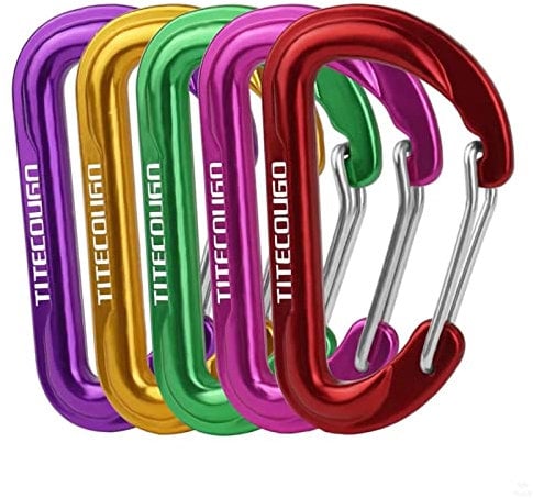 TITECOUGO 6cm D Shape Carabiner Clip Hook D-Ring Key Chain Nonlocking Durable Keychain Mini Carabiners 60mm Small dd Keyring Chains Ring Climbing Lighter Outdoor for Men and Women 5 Color B