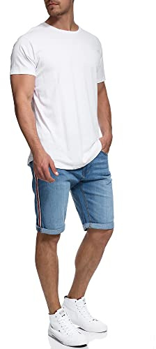 Indicode Herren Fife Jeans Shorts mit 5 Taschen | Herrenshorts Used Look für Männer Blue Wash, M