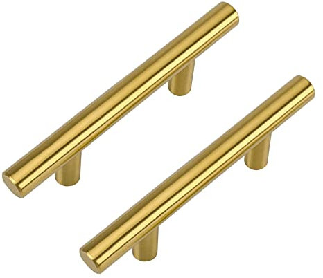 LONTAN 10 Pack Gold Drawer Handles 76mm Gold Kitchen Handles Cupborad Pulls for Cabinet Wardrobe Bathroom Stainless Steel