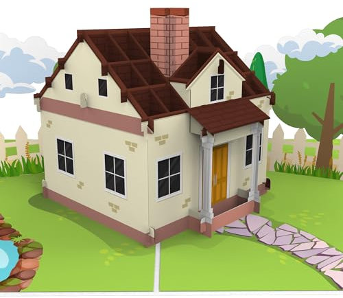 LIMAH® Pop-Up Karte Haus | 3D Glückwunschkarte mit Garten und Teich zum Einzug, Richtfest, Hausbau, Hauskauf oder Umzug | als Gutschein oder Geldgeschenk