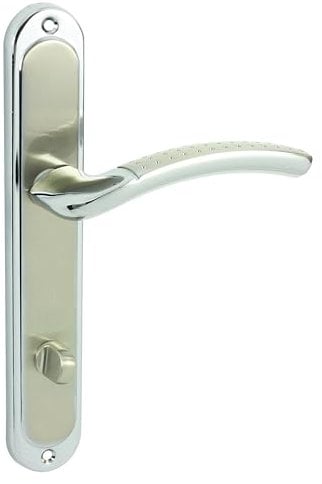 domino Türgriff Drückergarnitur WC78 Türklinke für Zimmertür, Bürotür, Kellertür & Innentür L-Form Türbeschläge aus Edelstahl Nickel Türdrückergarnitur SHARON M6/M9