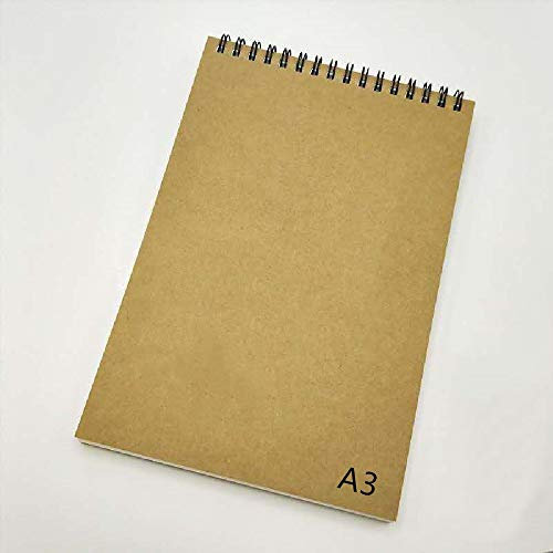 youler Skizzenbuch,Zeichenpapier, A3 (42 * 29,7 cm), 60 Seiten (30 Seiten), säurefreies 160 g/m²-Papier, spiralgebunden, mikroperforiert,Sketch Book für nasse und trockene Medien