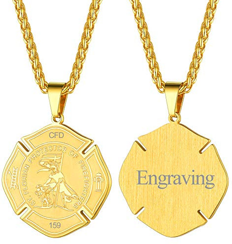 FaithHeart herren Anhänger gold Saint Florian Anhänger Tailsman Amulett Anhänger Schutzpatron Florian Kette für mann herren