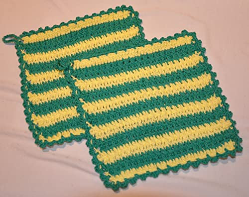 Sibylles Geschenkeartikel Lovewool - 1 Paar gehäkelte Topflappen gelb grün