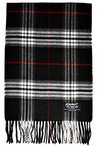ADAMANT Schal Herren/Damen=Unisex 100% Climaxsoft (weich wie Kaschmir) STANDARD-MAß 30x180cm - MADE IN GERMANY (3-schwarz-Karo)