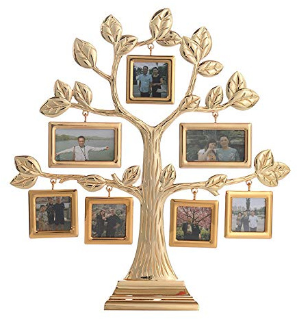 LIJUCAI Gold Stammbaum Fotorahmen Baumform Rahmen 7 Kleine Bilderrahmen 2020 Creative Home Souvenir, Golden, One Size