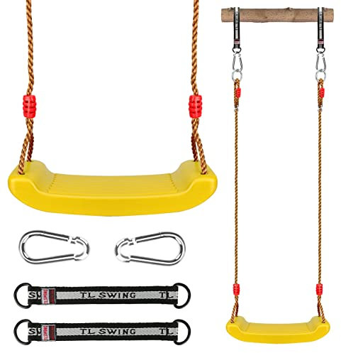 Luckits Juego de columpio para niños, columpios de plástico con cuerda ajustable, resistente, fácil de instalar, asiento oscilante para niños, niñas, interior/al aire libre/patio de recreo/hogar/árbol