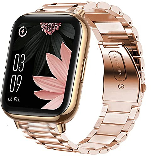 Giaogor Compatible for AGPTEK Smartwatch Band, Stainless Steel Metal Replacement Straps for AGPTEK 1.69(43mm) Smartwatch/MuGo Smartwatch/Rinsmola 1.69 Smart Watch/Motast 1.69 Smartwatch